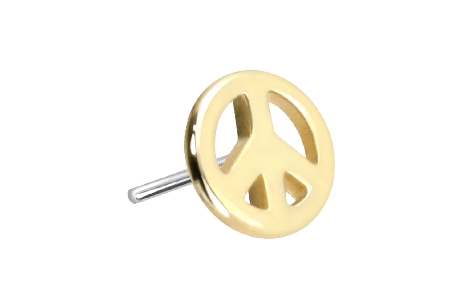 14 Karat Gold Aufsatz mit Titan Push Pin PEACE-ZEICHEN von Piercingline